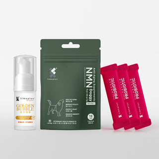 timeplus+ 犬隻體驗裝（NMN命活配方10粒）+（便樂妥腸胃益生菌 3包）+（黃金泡沫試用裝） - Timeplus+